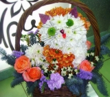 Фигура из цветов "Котик в корзине"